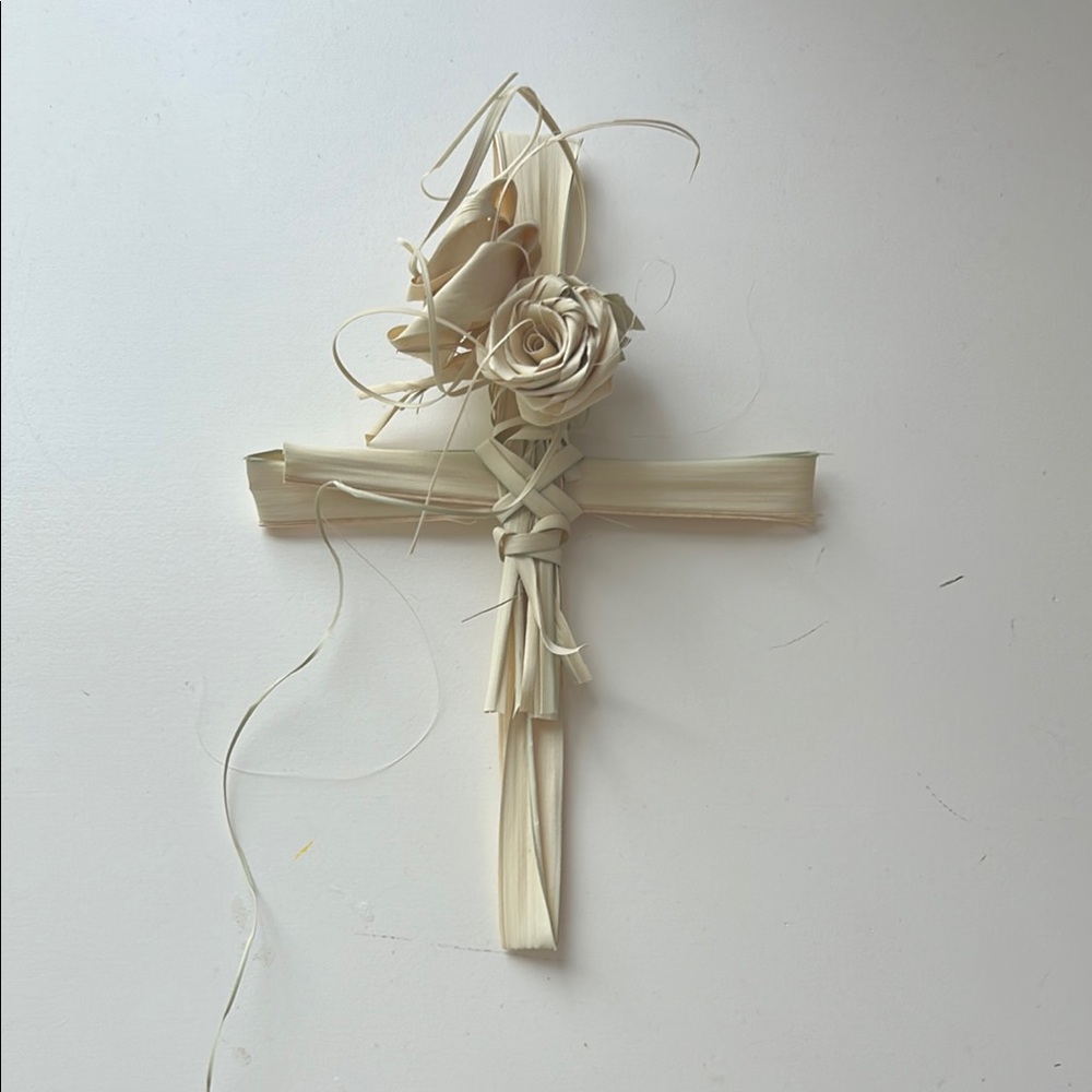 Handcrafted Palm Cross with Floral Design
